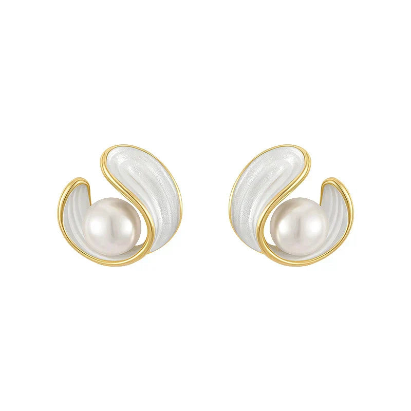 Gold Pearl & Opal Earrings