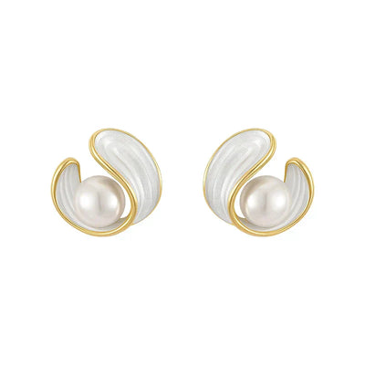 Gold Pearl & Opal Earrings
