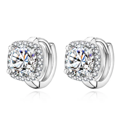 Nadine Square Earrings | White Gold