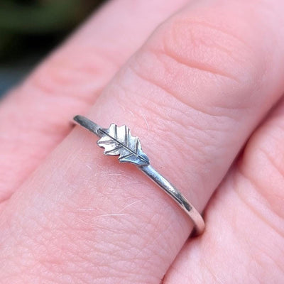 Dainty Oak Leaf Stacking Ring
