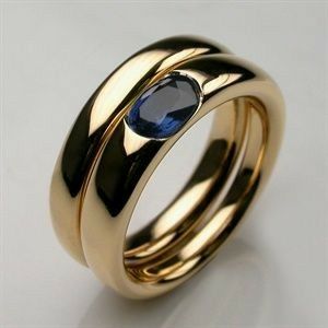 Timeless Gold & Blue Zirconia Elegance Ring