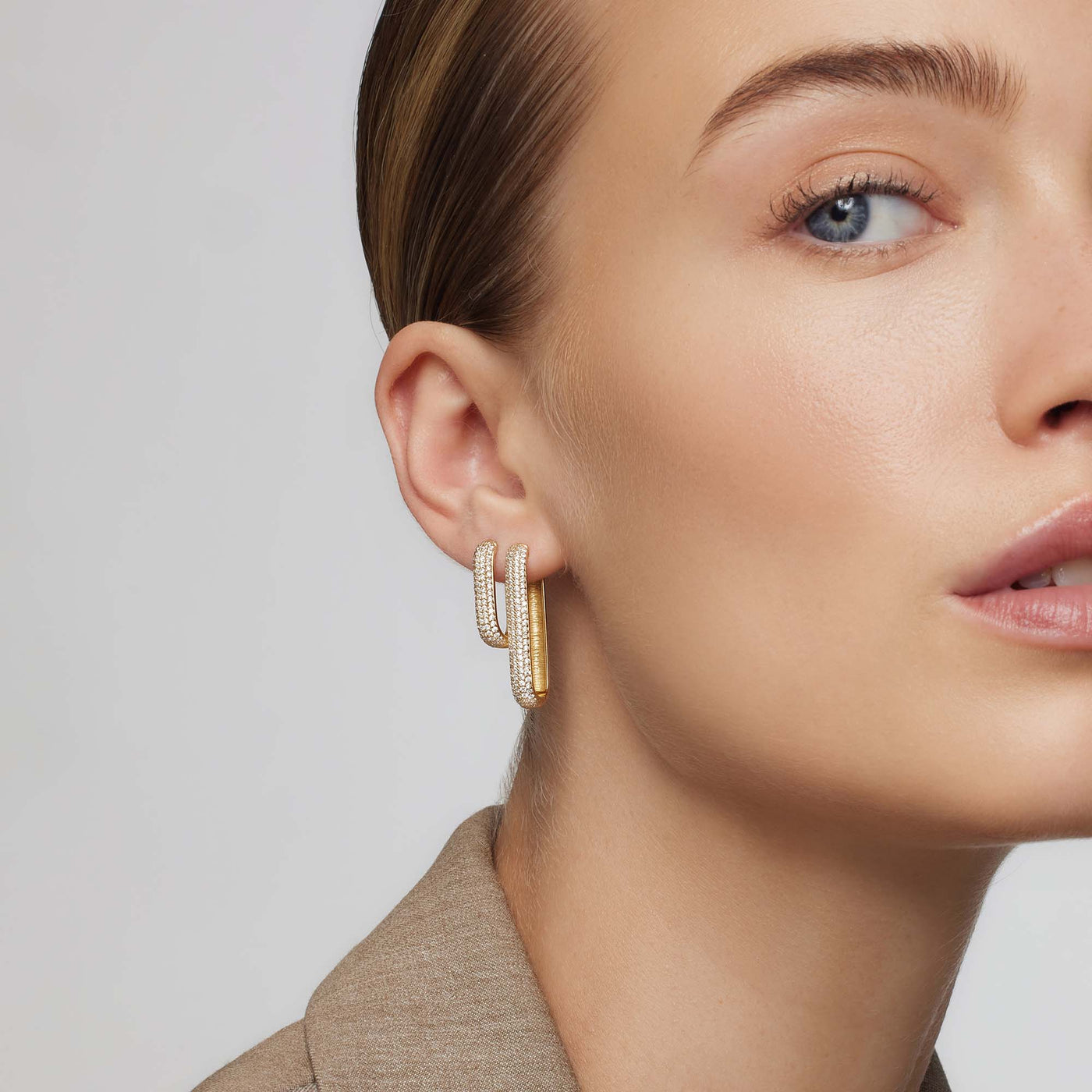 Icon Pave Hoops | Gold