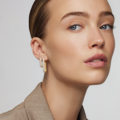 Icon Pave Hoops | Gold