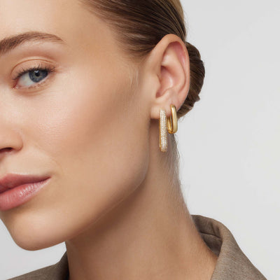 Large Icon Pave Hoops | Gold
