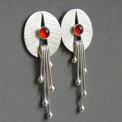 Vintage Red Stone Drop Earrings