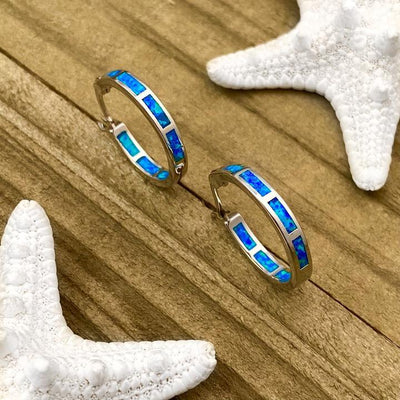 Ocean-Inspired Silver Opal Earrings