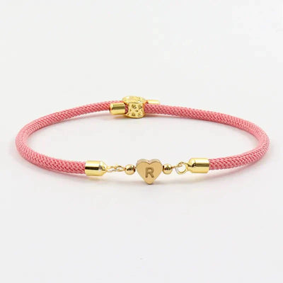 Adjustable Heart Letter Initial Bracelets