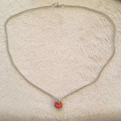 Orange Pumpkin Charm Silver Necklace