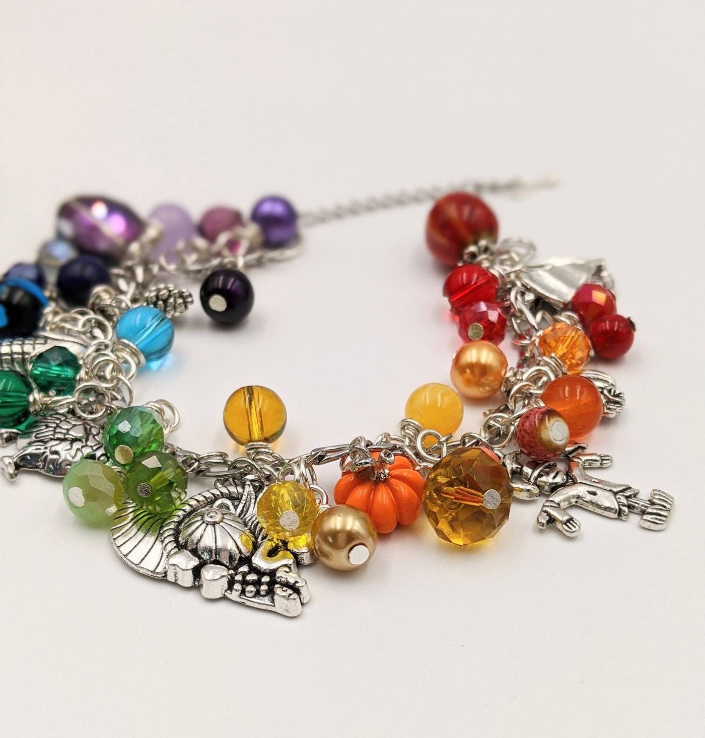 Adjustable Rainbow Autumn Charm Bracelet