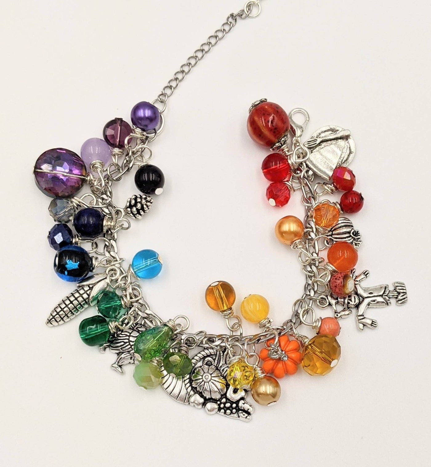 Adjustable Rainbow Autumn Charm Bracelet