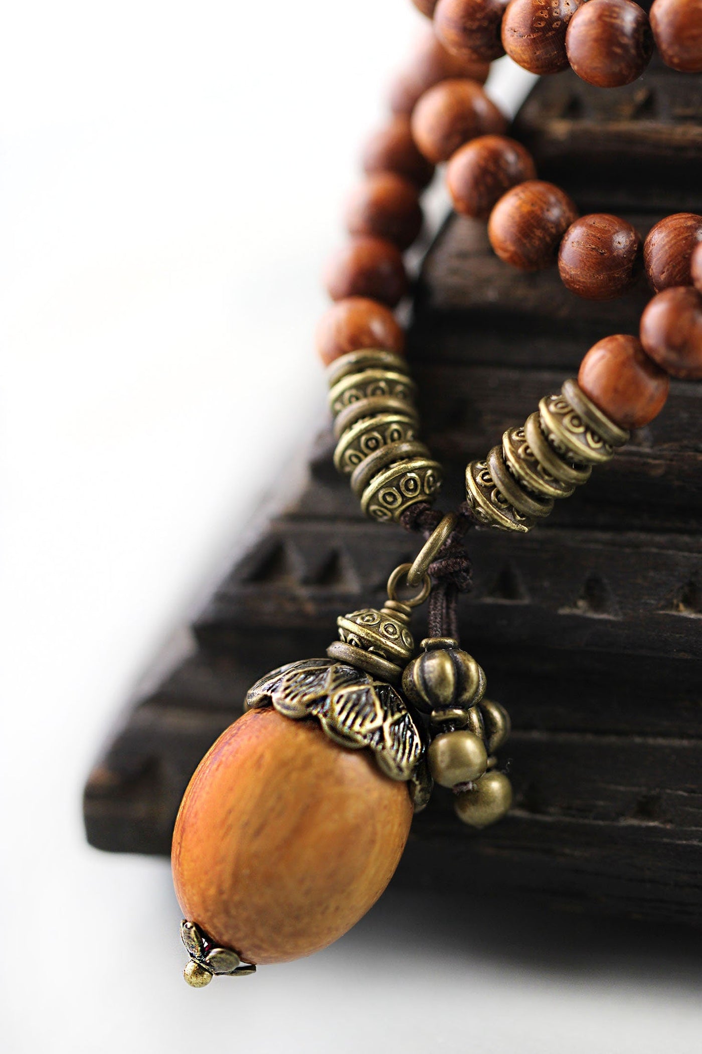 Acorn Double Wrap Wood Stretch Bracelet