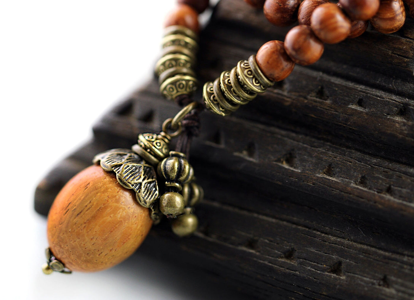 Acorn Double Wrap Wood Stretch Bracelet