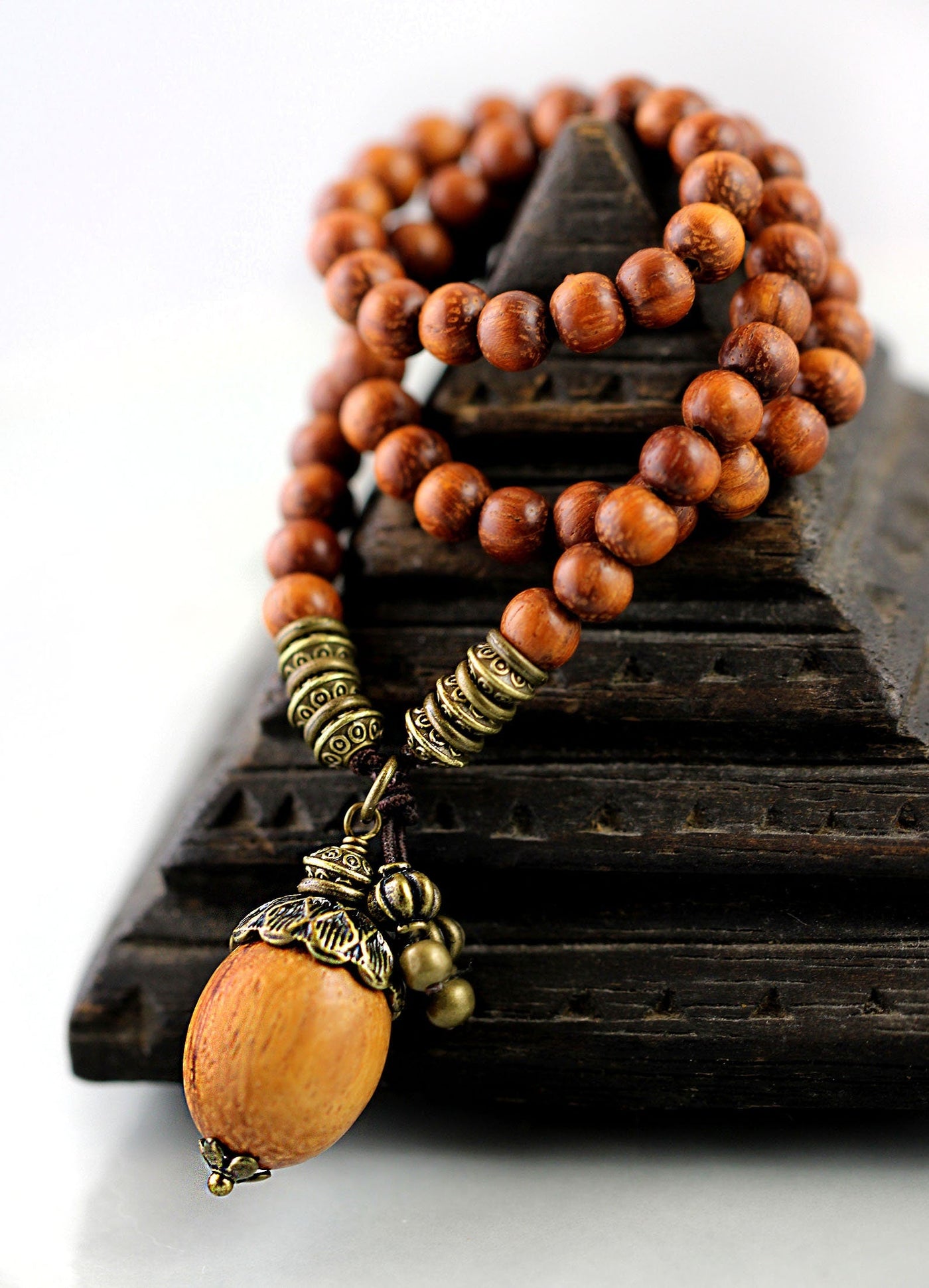 Acorn Double Wrap Wood Stretch Bracelet