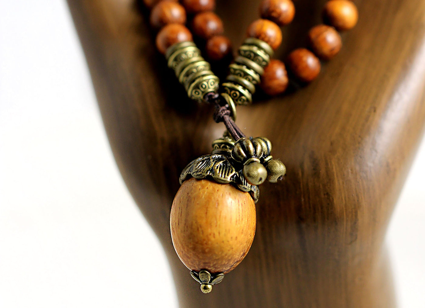 Acorn Double Wrap Wood Stretch Bracelet