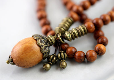Acorn Double Wrap Wood Stretch Bracelet