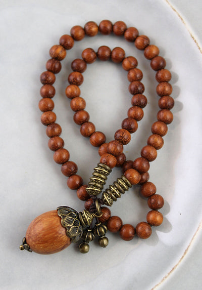 Acorn Double Wrap Wood Stretch Bracelet