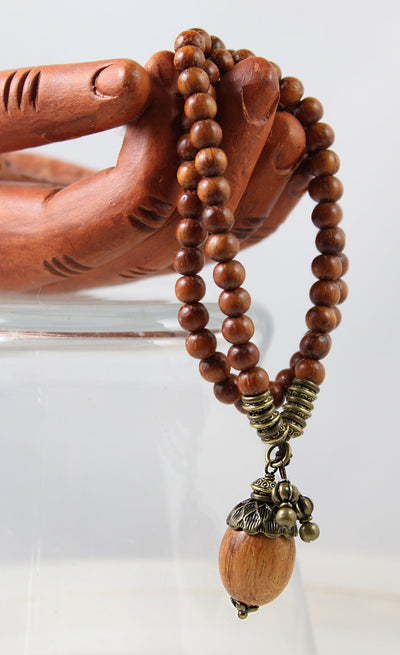 Acorn Double Wrap Wood Stretch Bracelet