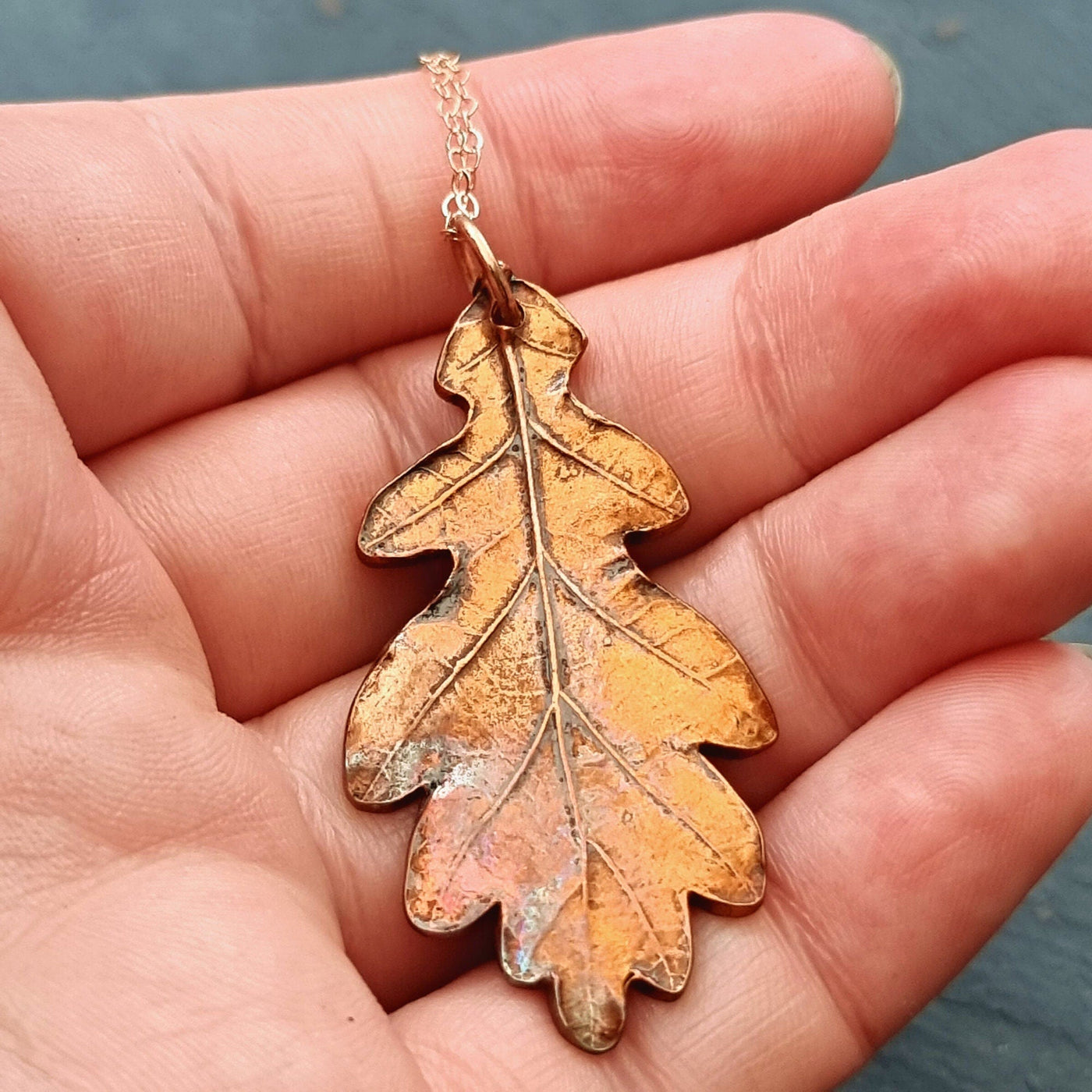 Handcrafted Copper Oak Leaf Necklace