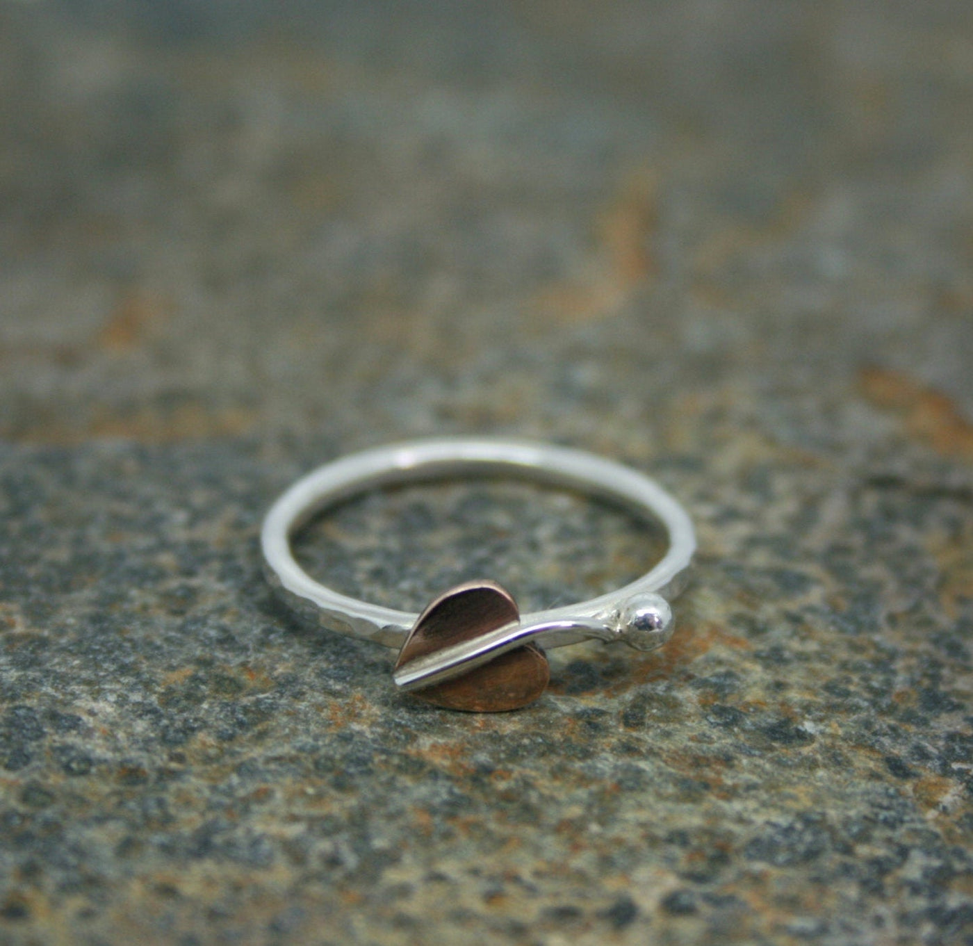 Sterling Silver Copper Autumn Leaf Ring