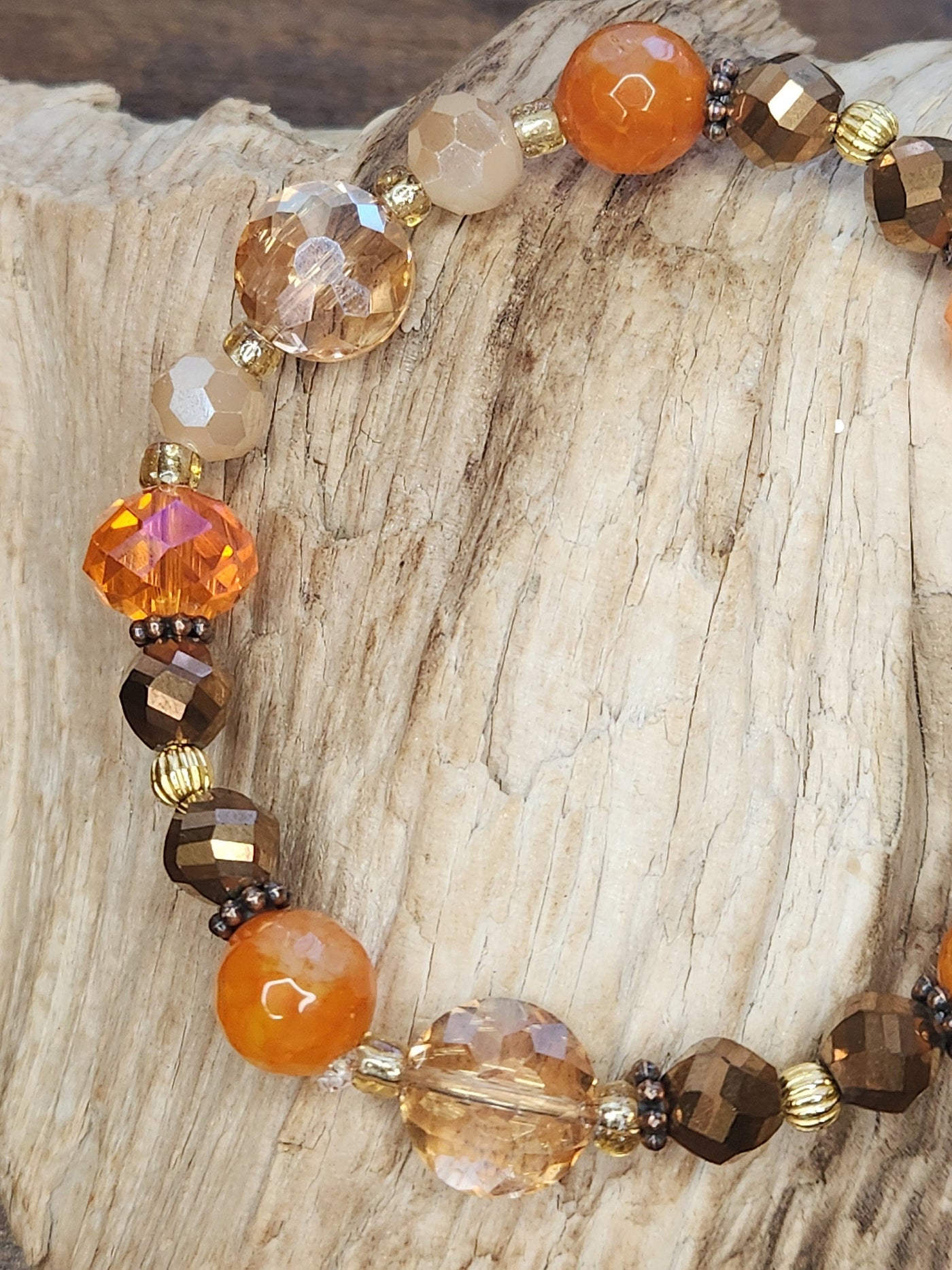 Handmade Orange Glass Beaded Bracelet