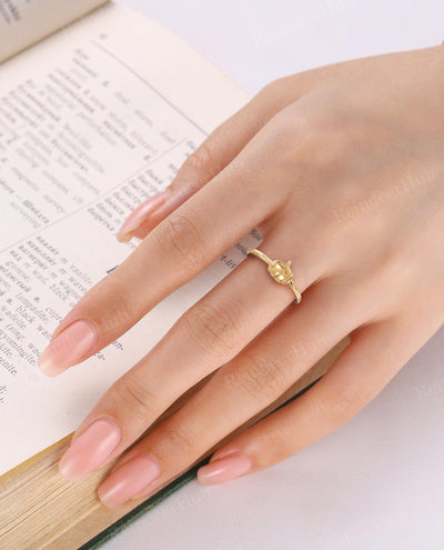 Gold Pumpkin Dainty Stacking Ring for Women