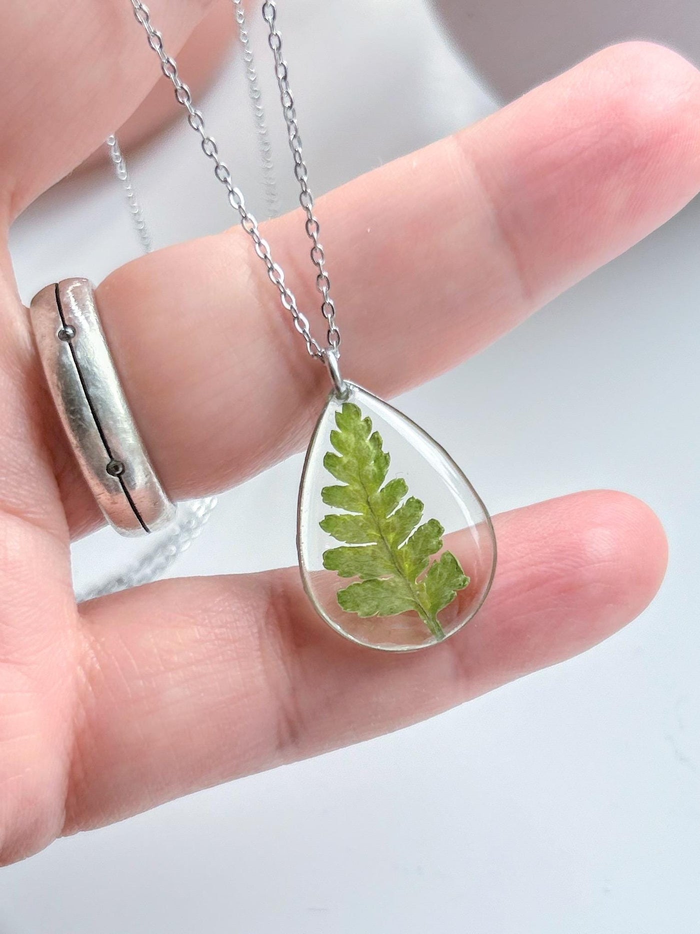 Handmade Fern Leaf Resin Necklace