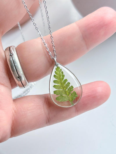 Handmade Fern Leaf Resin Necklace
