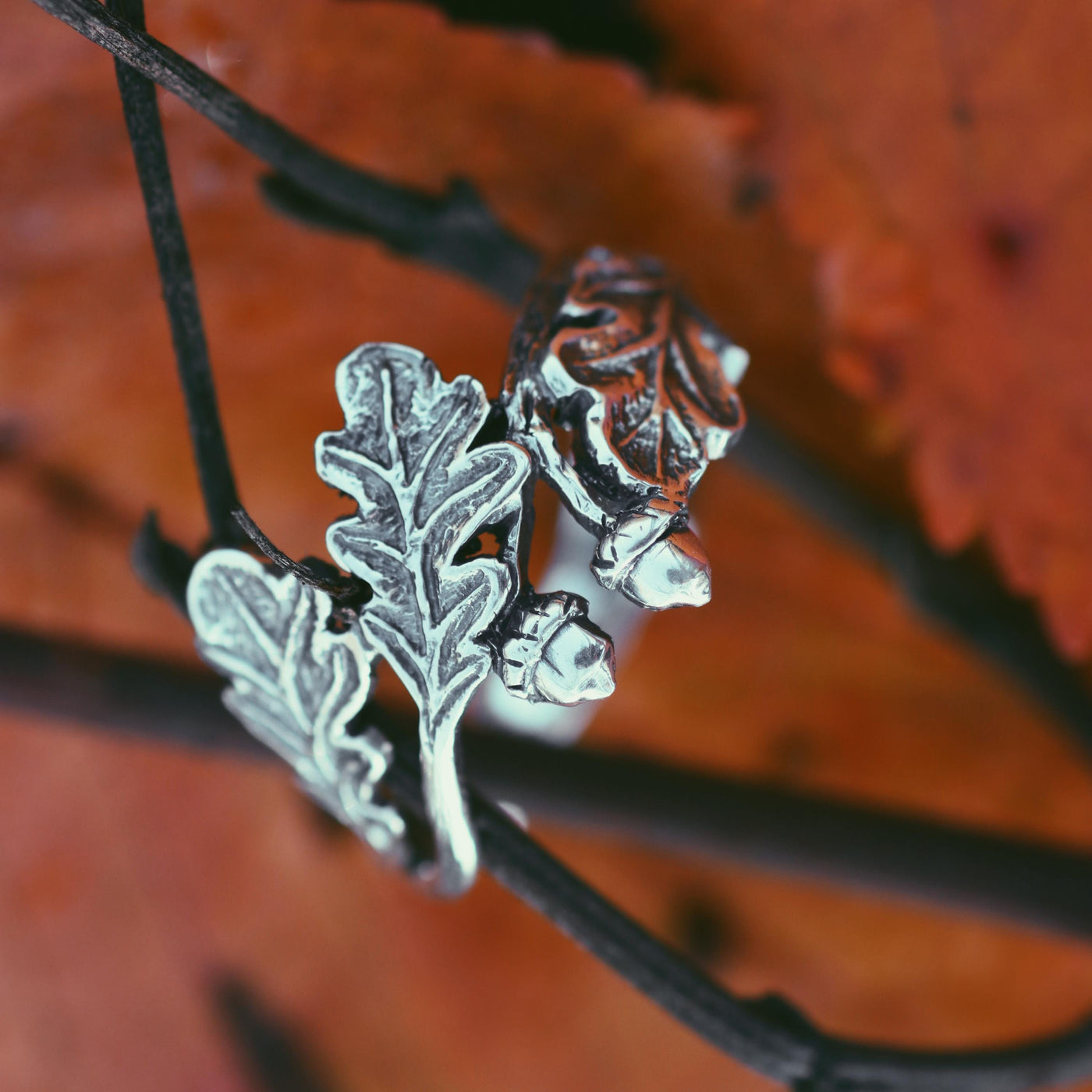 Maple Oak Leaf Sterling Silver Ring