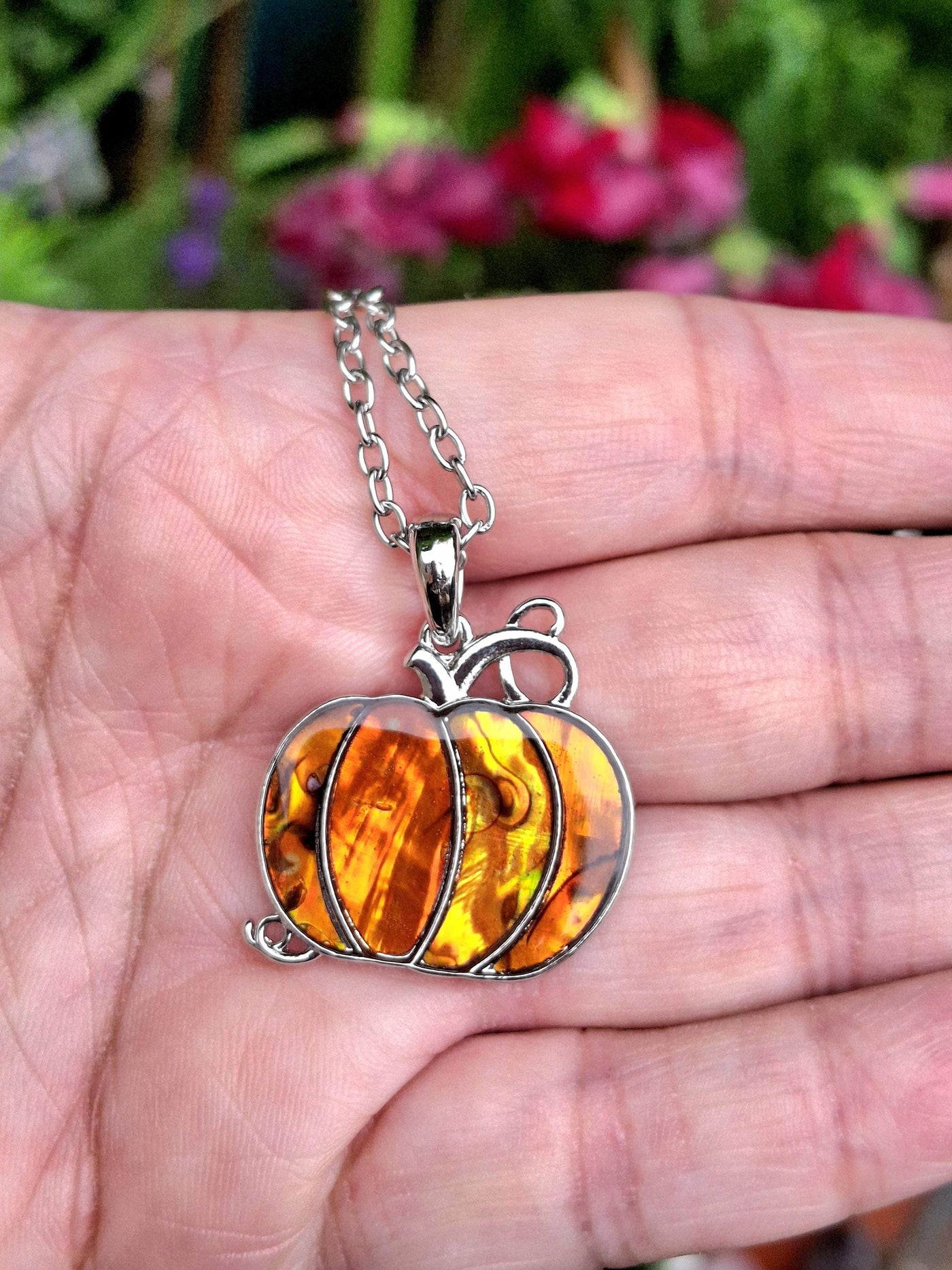 Abalone Shell Pumpkin Necklace
