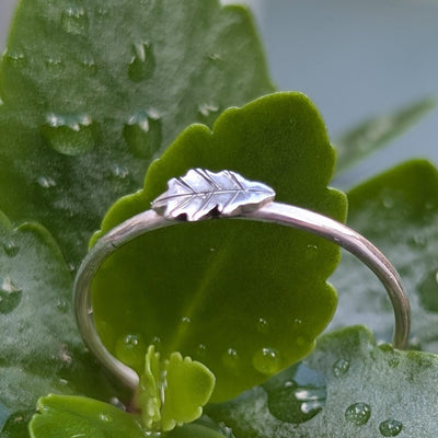 Dainty Oak Leaf Stacking Ring