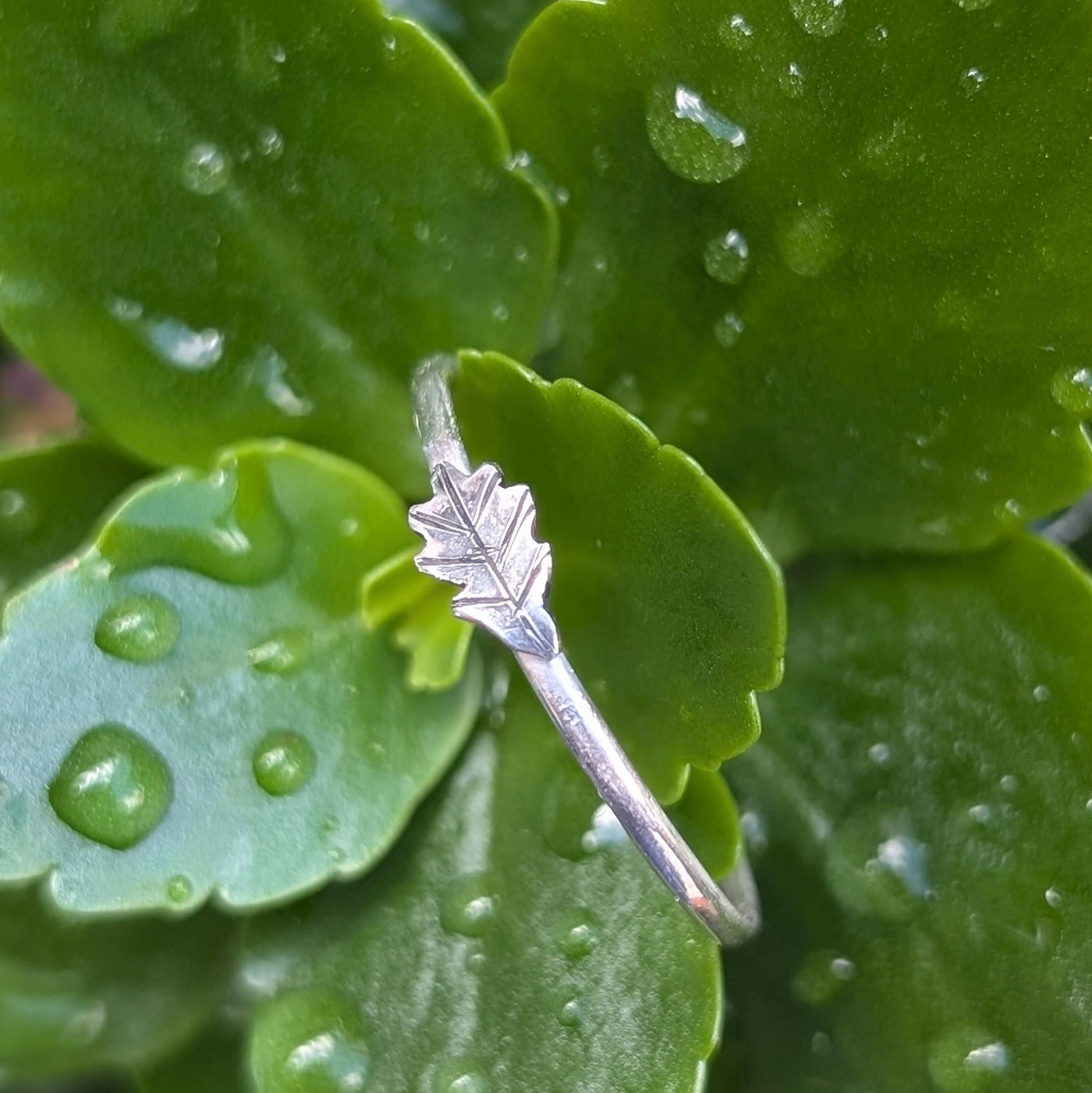 Dainty Oak Leaf Stacking Ring