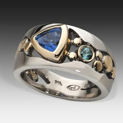 Unique Vintage Blue Crystal Ring
