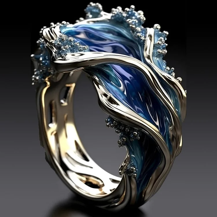 Retro Golden Wave Ring