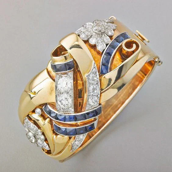 Timeless Gold Vintage Blue Zirconia Ring